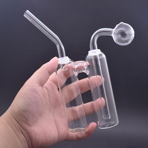 Unika vattenpipa glasoljebrännare bong dubbel fat återvinna glas bongs aska catcher dab riggar bubbler rökning vattenrör med 30 mm kuloljeförbränningsrör