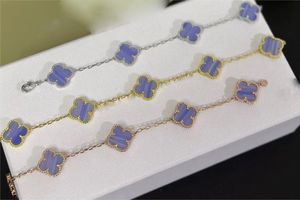 braccialetto di fascino del progettista del trifoglio di amore di marca di lusso per le donne viola chiaro pietra tacchino coerente tennis unghie insegnanti bracciali regalo di gioielli di nozze