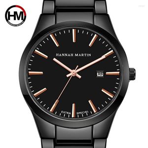 Wristwatches Simple All Black Business Men's Watches Multifunction Calender Clock Classic Luxury Top Brand Design Steel Band Male