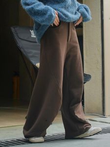 Women's Pants Winter Flare Pant Brown Black Korean Street High Waist Wide Leg FlowyThickened