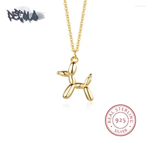 Ciondoli Collana in argento sterling S925 per donna Moda Ciondolo a forma di cane Catena clavicola Hip Hop Oro Animale Zodiaco Regalo