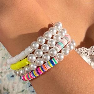 Strand Flatfoosie Perline colorate in argilla polimerica Perle Braccialetti per le donne Asimmetrico Perla Bracciale in rilievo Gioelleria raffinata e alla moda Regalo