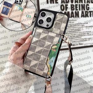 iPhone Case Designer Crossbody Card Holder Wallet Phone Cases for iPhone 15 14 13 12 11 Pro Max 14 Plus 15 Plus Case Luxury Handbag Mobile Cover Embroidery Lanyard