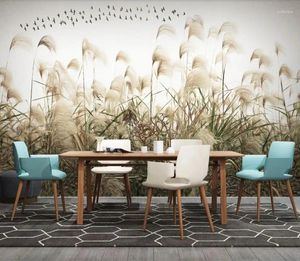 Wallpapers 2023 Home Improvement 3D Po Wallpaper para sala de estar Quarto Moderno Minimalista Reed Walls 3 D Mural