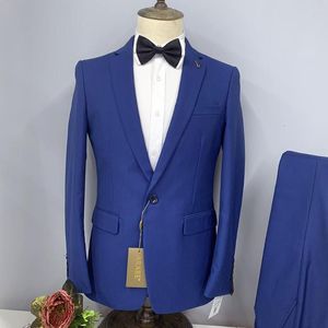 Men's Suits 2023 Men's -selling Suit Casual Formal Blue Notch Lapel Linen 2-piece Business Wedding Party Coat Pants Fashion Slim Fit