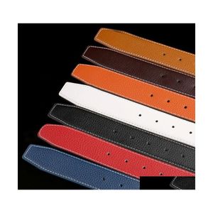 Belts Mens Belt Fashion Men Leather Black Business Women Big Gold Buckle Womens Classic Casual Ceinture With Orange Box Drop Deliver Dhnmf