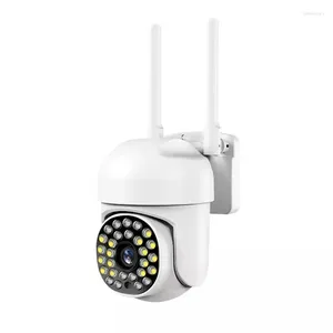 1Set Security Camera With Spotlights Color Night Vision Wired Surveillance Wireless Wifi Plug-In White