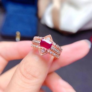 Pierścionki klastra Wysokiej jakości naturalny rubinowy szlachetny panie Panie Ring Real 925 Srebrny biżuteria luksusowy projektant