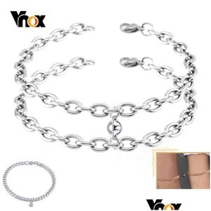 Charme Pulseiras Vnox Atraente Charme Casal Pulseiras Para Mulheres Homens Nunca Fade Aço Inoxidável Cubano Rolo Cadeia Ajustável Dhgarden Otyw3