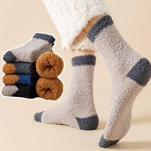 Herrensocken, verdickt, warm, Farbblock, flauschig, Korallenfleece, für den Winter, zum Schlafen, trendig, Plüsch, gemütlich, weich, Alltagskleidung, Heimsocken, Damen, 231120