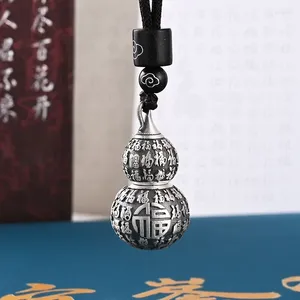 Chains 925 Silver Matte Auspicious Cloud Hundred Blessings Gourd Various Openable Pendant Men's Vintage Necklace Women's Hollow Jewelry