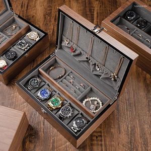 Jewelry Pouches 5 Slots Watch Case Box For Women Men Personalized Wooden Large Organizer Christmas Gift