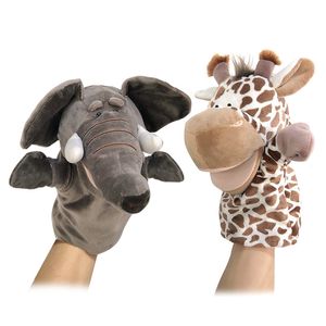 Pluszowe lalki miękkie nadziewane zabawki zwierzęta edukacyjne zabawki dla niemowląt Lion Elephant Monkey Giraffe Tiger Bunny Kawaii Finger Palec 230421