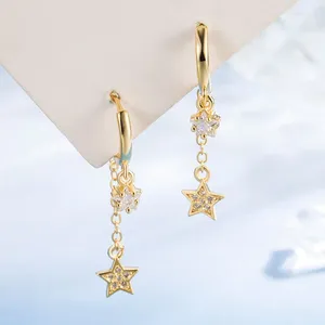 Hoopörhängen Kofsac Fashion Zircon Star Tassel For Women Chic 925 Silver Gold Earring Jewelry 2023 Glamorösa festtillbehör