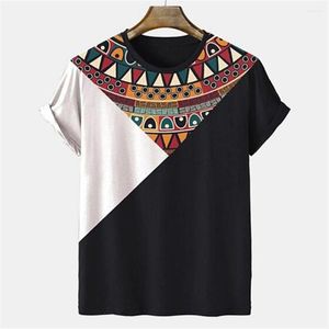 T-shirt da uomo 2023 T-shirt da uomo Camicia casual Modello Abbigliamento etnico Vintage Summer Top O-Collo Taglie forti