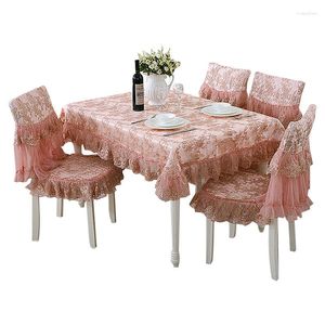 Tkanina stołowa 7pcs/set w stylu europejskim prosty koronkowy haft haftowany obrus obrusowy krzesło oparte na poduszkę