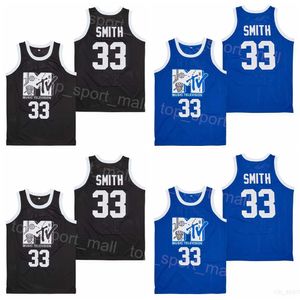 Movie Basketball 33 Will Smith Jerseys Music Television MTV First Annual Rock N Jock BBall Retro Sport Pullover Breathable Vintage HipHop College Black Blue Shirt