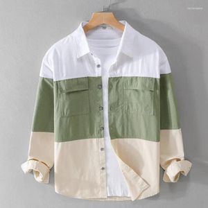 Männer Casual Hemden Koreanischen Stil Frühling Sommer Patchwork Baumwolle Täglichen Tasche Für Männer Slim Fit High Street Kleidung Tops