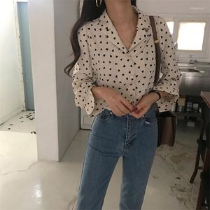 Women's Blouses Chic Fashion Print Hearts Loose Sweet High Quality 2023 All-Match Elegance Tops Office Lady Casual Female Shirts