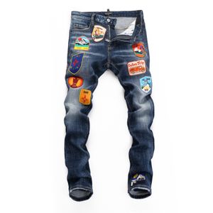 DSQ Phantom Turtle Męskie dżinsy męskie włoski projektant dżinsów chude zgrane fajne facet przyczynowy dziura dżinsowa moda moda pasuje dżinsy Mężczyzn umyte spodnie 65261