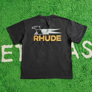 Designer Fashion Clothing Tees TShirts Small Trendy Brand Rhude Front Back Made Old Emblem Elevation Pure Cotton Loose Summer Men's New T-shirt Hip hop Streetwear Tops