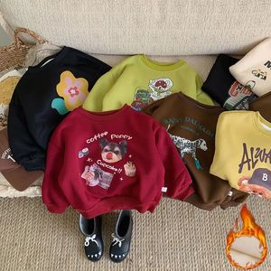 Hoodies Sweatshirts Winter Kinder Plus Samt Tops für Kinder Langarm Jungen Pullover Fleece Mädchen Shirts Kleinkind Oberbekleidung 231120