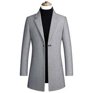 Uomo misto lana uomo giacche lunghe invernali trench in cashmere alta qualità uomo business casual 4XL 231120
