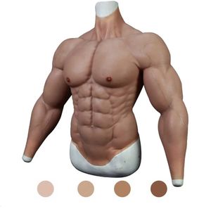 Forma de mama realista falso músculo terno silicone artificial gel macho traje para homem cosplay halloween peito bodysuit estimulação pele 231121