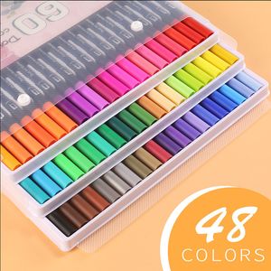 Watercolor Brush Pens 12243648 Colors Art Markers Set Double Head PensDrawing Sketching Set Watercolor Paint Brush Pen School Supplies Stationery 230420