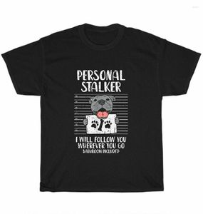 Camisetas masculinas perseguidor pessoal pitbull engraçado pittie cachorro amante de estimação o-gola algodão camiseta de algodão