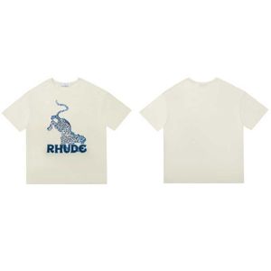 デザイナーファッション衣類 Tシャツ Tシャツヒョウ柄ハイストリートルーズオーバーサイズカップル着用メンズレディーストレンドブランド Rhude Tシャツトップスコットンストリート