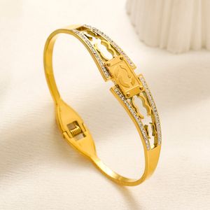 Designer Jewelry Luxury Bracelet Bangle Gift 18K Gold Plated Stainless Steel Bangle Double Letter Charm Wrist Ornaments Spring-ring-clasps Waterproof