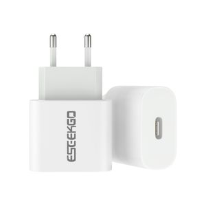 ESEEKGO ES38 1*Type-C PD20W Travel Adapter EU Wall Charger for Laptops Tablets Mobilephones Travel Wall Plug Fast Chargers in Retail Box