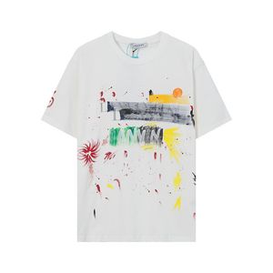 Men's T Shirts Men T-shirts Fashion Graffiti Splash-ink Print Short Sleeve T-shirt Summer Wash Worn Out Spacious Top 883