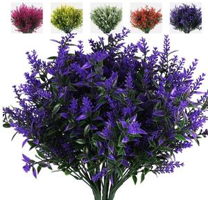 Fascio di fiori artificiali in plastica di lavanda pianta finta giardino decorazione della casa bouquet da sposa fotografia puntelli decorazione di nozze