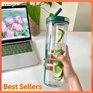 Mugs Cute Water Bottle With Foldable Straw 700ML Water Bottle Fruit Tea Builtin Filter Cup Portable Office Drinkware Outdoor Shaker Z0420