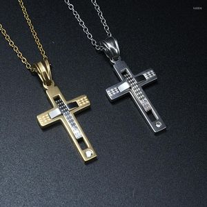 Pendant Necklaces Luxury Jewelry Wholesale Gold Plating Stainless Steel Multi Layer Cross Penadant Pearl Chain Necklace For Men