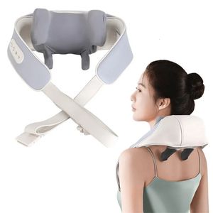 Massera nackkudde Electric Neck Massage Shawl U Form Shiatsu Knådan Uppvärmning Lättar Cervical ryggsmärta Relaxation Trötthet Kropp Massage Device 231120