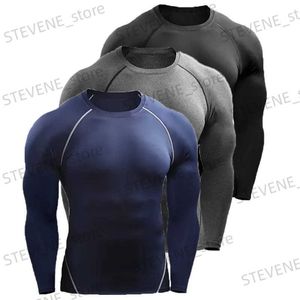Men's T-Shirts Compression Long Sleeve T Shirt Men Elastic Training T-shirt Gym Fitness Workout Tights Sport Jersey Athletic Running Shirt Men T231121