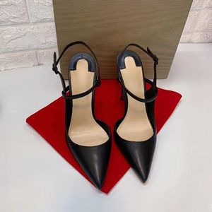 Сандалии весна и осенний сезон черный шнурок супер высокий каблук сексуальные тонкие заостренные красные туфли темперамент женский