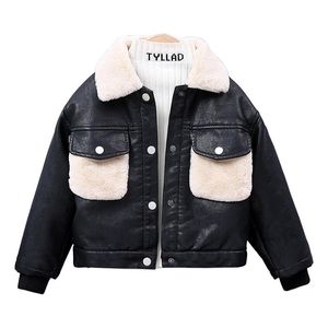 Jackets Leather Boy Coats Winter Fleece Kids Children Outerwear Autumn 2023BBT002