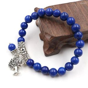 Strand xsm 8mm lapis lazuli dua tespih bilezikler boncuklar taş bilezikler reiki hayat ağacı ve lotus çiçek Budist meditasyon mücevherleri