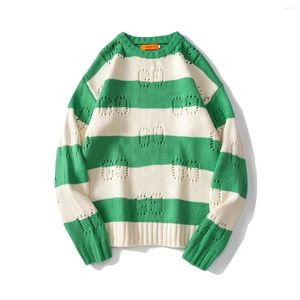 Men's Sweaters Y2k Contrast Color Striped Print Knitted Sweater For Men And Women Streetwear Ropa Hombre Wool Pullover Sueter Baggy Clothes