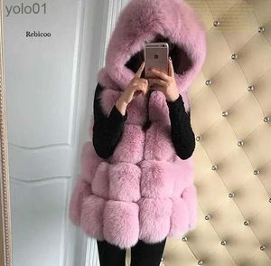 Women's Fur Faux Fur Winter Women's fur Jacket Faux Fur Vest Coat Fashion Hooded Fur Waistcoat Warm Outerwear S-4XLL231121