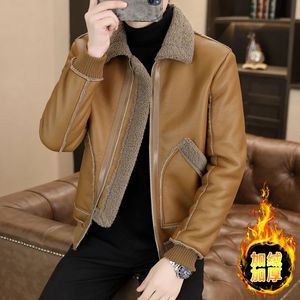Men's Leather Faux Leather Winter Leather and Fur Integrated Jacket for Men Thickened and Warm Casual Leather Jacket Fashion Windproof Motorcycle Coat 231120