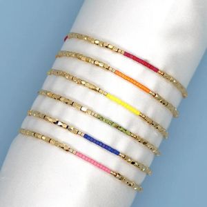 Bracciale con perline di riso in filo di colore lavorato a mano in Boemia, blocco di moda regolabile semplice con perline