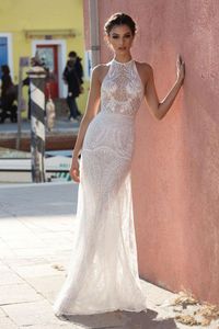 Gali Karten 웨딩 드레스 Bohemia Halter Lace Appliqued Bridal Gowns Custom Sexy Backless A Line Wedding Dress Vestido de Novia