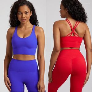 Yoga Outfit ABDLightweight Support Push-up Strap Sports Bra Sexy Cirss Cross Back Fitness Women's Underwear Padded Backless Top