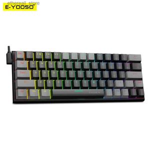 Keyboards E-YOOSO Z11 RGB USB Support Bluetooth wireless USB 2.4G 3 mode Mechanical Gaming Keyboard Red Blue Switch 63 Keys for Compute PC Q231121