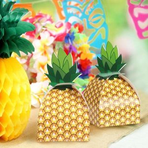 Decorazione per feste Scatole di caramelle di carta ananas da 5 pezzi Borsa Hawaii fai-da-te Scatola di bomboniere tropicale Luau hawaiano